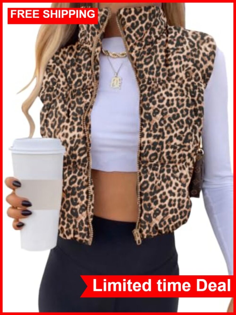 Women's Crop Puffer Vest Zip Up Sleeveless Padded Outerwear